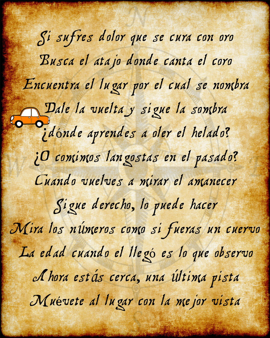You are still in the car at this point in the poem.